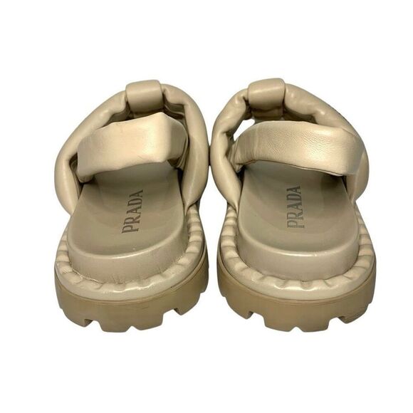 Prada Blow Padded Leather Puffy Slingback Sport Sandal EU 39.5 US 9.5 Leather - Picture 8 of 12